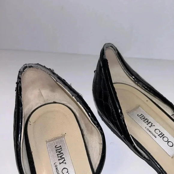 Jimmy Choo Black Leather Flats Size 40 - Picture 3 of 16
